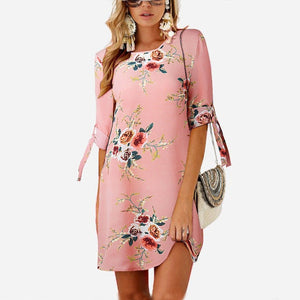 Bohemian style floral print summer dress