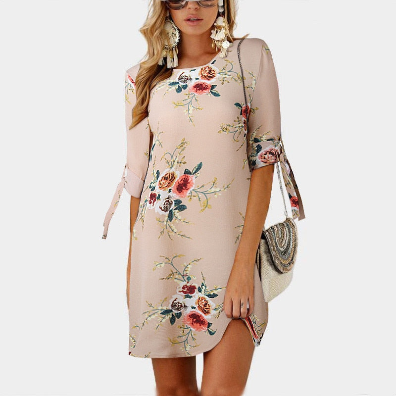Chiffon floral print elegant summer dress