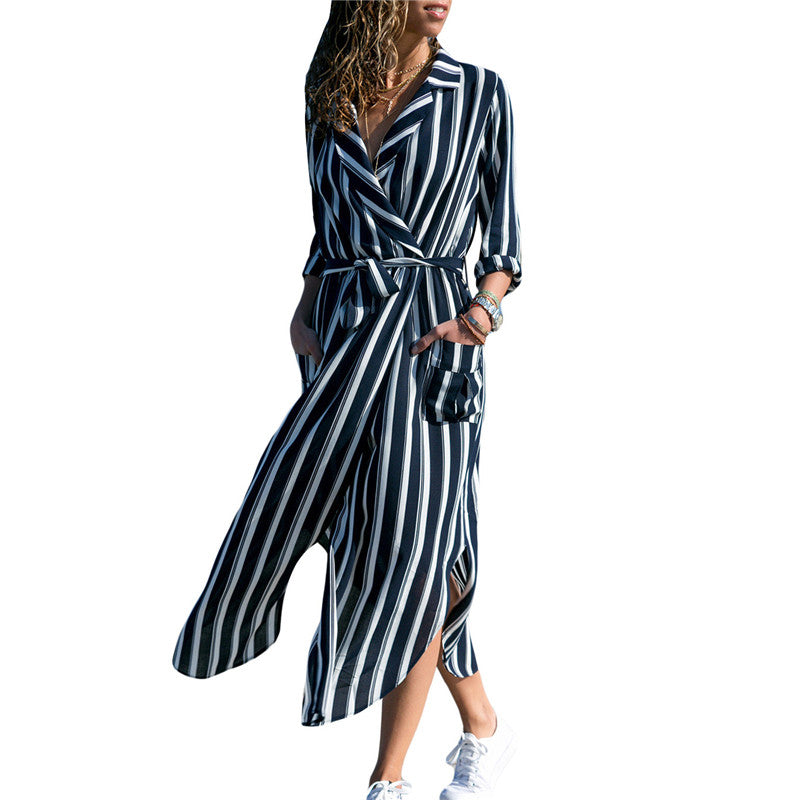 Striped elegant summer dress