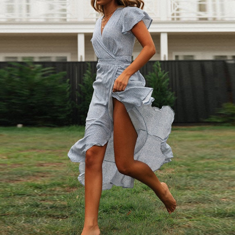 Bohemian v-neck long summer dress